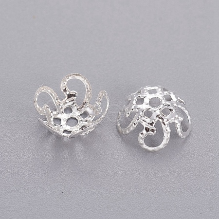 Silver Color Plated Iron Bead Caps X-IFIN-D040-S-1