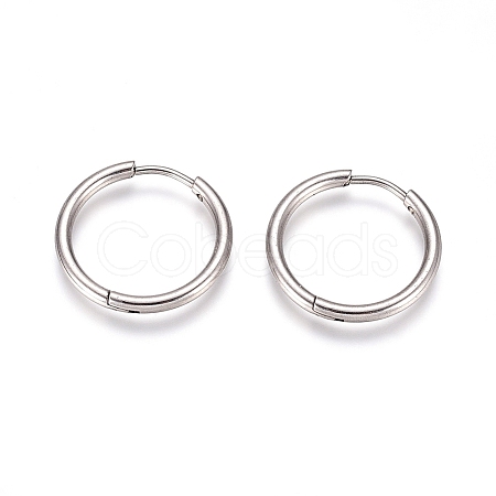 Tarnish Resistant 304 Stainless Steel Huggie Hoop Earrings EJEW-G272-02-16mm-P-1