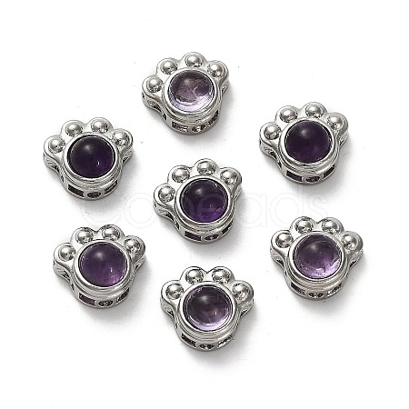 Brass Pave Natural Amethyst Multi-Strand Links KK-D366-01P-I-1