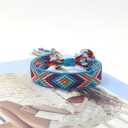 Polyester Braided Rhombus Pattern Cord Bracelet FIND-PW0013-004A-23-1