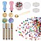 CRASPIRE DIY Wax Seal Stamps Kit, Including Pear Wood Handle, Candle, Iron Wax Sticks Melting Spoon, Brass Wax Seal Stamp Head, Metallic Markers Paints Pens and Sealing Wax Particles, Mixed Color, 56.5x23.5mm, 2 colors, 1pc/color, 2pcs