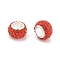 Rondelle Polymer Clay European Beads, Large Hole Beads, with Rhinestone & Alloy Core, Tomato, 11.5x7.5mm, Hole: 5mm