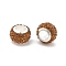 Rondelle Polymer Clay European Beads, Large Hole Beads, with Rhinestone & Alloy Core, Chocolate, 11.5x7.5mm, Hole: 5mm