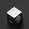 Non-Tarnish 201 Stainless Steel European Beads, Large Hole Beads, Horizontal Hole, Cube, Stainless Steel Color, Letter.D, 7x7x7mm, Hole: 5mm