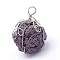 Irregular Synthetic Lava Rock Big Pendants, with Platinum Plated Brass Findings, Dyed, Medium Purple, 48x31x33mm, Hole: 6.5mm