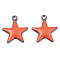 201 Stainless Steel Enamel Charms, Star, Stainless Steel Color, Coral, 14.5x12.5x2mm, Hole: 1.5mm