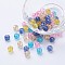 Baking Painted Crackle Glass Beads, Pastel Mix, Round, Mixed Color, 8~8.5x7.5~8mm, Hole: 1mm, about 100pcs/bag