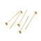 Brass Flower Head Pins, Real 18K Gold Plated, 54mm, Flower: 6x6x4mm, Pin: 0.7mm(21 Gauge)