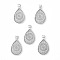 Alloy Pendant Cabochon Settings, Teardrop, Antique Silver, Tray: 18x25mm, 36x21mm