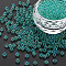 DIY Nail Art Decoration Mini Glass Beads, Tiny Caviar Nail Beads, AB Color Plated, Round, No Hole, Medium Turquoise, 3.5mm, about 450g/bag