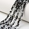 Electroplate Transparent Glass Beads Strands, Half Silver Plated, Faceted, Rondelle, Black, 2.9~3.3x2mm, Hole: 0.8mm, about 144~149pcs/strand, 36~37cm