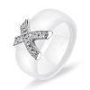 Cross Brass Micro Pave Clear Cubic Zirconia with Porcelain Finger Rings FS-WG0A171-05-1