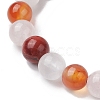 8mm Round Natural Red Jasper & Rose Quartz & Carnelian & Quartz Crystal Beaded Stretch Bracelets for Women BJEW-JB10625-04-4