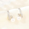 Round Brass Micro Pave Clear Cubic Zirconia Cuff Earrings EJEW-Z164-02P-1