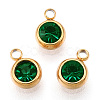 PVD Vacuum Plating 201 Stainless Steel Rhinestone Charms STAS-S068-03G-3
