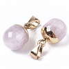Top Golden Plated Natural Rose Quartz Pendants G-T131-03N-3