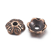 6-Petal Tibetan Style Alloy Flower Bead Caps X-TIBE-S220-R-NR-2
