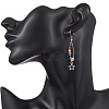 Chakra 304 Stainless Steel Glass Star Dangle Earrings EJEW-JE06788-4