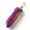 Electroplate Natural Crystal Pendants G-Q458-37-2