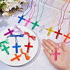40Pcs 8 Colors Cross Polystyrene Pendant Necklaces DIY-DC0004-02-3