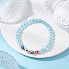 4Pcs 4 Colors Cat Eye & Handmade Evil Eye Lampwork Round Beaded Stretch Bracelets for Women BJEW-JB12289-4