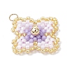 Handmade Glass Seed Beaded Quatrefoil Pattern Pendants PALLOY-MZ00965-02-3