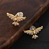 Eagle Brass Micro Pave Clear Cubic Zirconia Stud Earrings EJEW-B131-06G-3