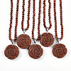 Synthetic Goldstone 4.5mm Round Beaded Flower Pendant Necklaces NJEW-T016-04J-2
