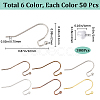 SOFPLATE 300Pcs 6 Colors Brass Earring Hooks KK-SP0001-37-2