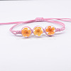 Transparent Glass Dried Flower Flat Round Beads Braided Bead Bracelets FS-WG4C602-03-1