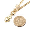 Heart & Rose Brass Pendant Necklace 304 Stainless Steel Chains for Women NJEW-JN04088-4