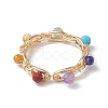 Round Natural Mixed Gemstone Bead Finger Ring RJEW-JR00723-5