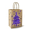 Christmas Theme Blue Printed Kraft Paper Tote Bags with Handles ABAG-B006-04B-2
