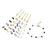 Natural Mixed Gemstone Chips Beaded Anklet with PVD Vacuum Plating Golden 304 Stainless Steel Chains for Women AJEW-Z008-02-1