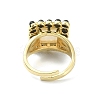 Synthetic Moonstone & Natural Black Agate Gemstone Rectangle Adjustable Ring RJEW-B030-01A-04-4
