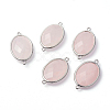 Platinum Tone Brass Rose Quartz Links connectors G-F339-B06-1