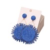 Flower Alloy & Raffia Dangle Stud Earrings FS-WGE45CE-02-3