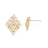 Brass Micro Pave Clear Cubic Zirconia Stud Earring Findings KK-T062-244G-3