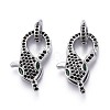 Brass Micro Pave Black & Green Cubic Zirconia Lobster Claw Clasp ZIRC-Z011-19P-1
