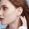 15Pcs 304 Stainless Steel Clear Cubic Zirconia & G23 Titanium Alloy Flat Round Stud Earrings EJEW-FS0001-30-8
