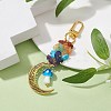 Alloy Hollow Moon & Lampwork Mushroom Pendant Decorations HJEW-JM01612-03-2