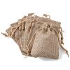 Polyester Imitation Burlap Packing Pouches Drawstring Bags X-ABAG-R005-9x7-01-1