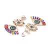 Rhinestone Double Evil Eye Dangle Stud Earrings with Acrylic Pearl Beaded EJEW-J045-03A-KCG-3