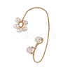 Natural Rose Quartz & Pearl Braided Flower Cuff Earrings EJEW-JE04957-02-1
