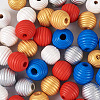 Fashewelry 50Pcs 5 Styles Painted Natural Wood Beehive European Beads WOOD-FW0001-01-4