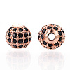 Rack Plating Brass Cubic Zirconia Beads ZIRC-S001-8mm-B01-2