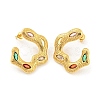 Rack Plating Brass Stud Earrings. with Colorful Cubic Zirconia EJEW-K263-10G-1