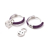 Clear Cubic Zirconia Smiling Face Dangle Hoop Earrings with Enamel EJEW-C030-13P-2