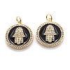 Real 18K Gold Plated Brass Micro Pave Clear Cubic Zirconia Pendants ZIRC-M114-50G-07-1
