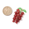 3Pcs 3 Styles Natural Amethyst & Carnelian & Yellow Jade & Glass Seed Beaded Grape Pendants PALLOY-MZ00872-3